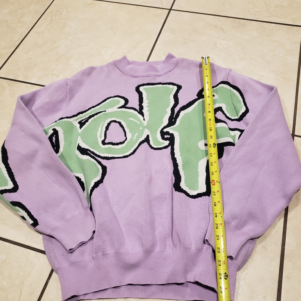 Vibrant Lavender and Mint Graphic Sweater